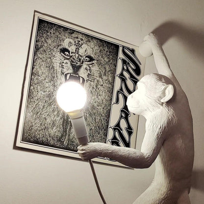 Monkey Wall Lamp | Resin & Metal | Black, Gold, White