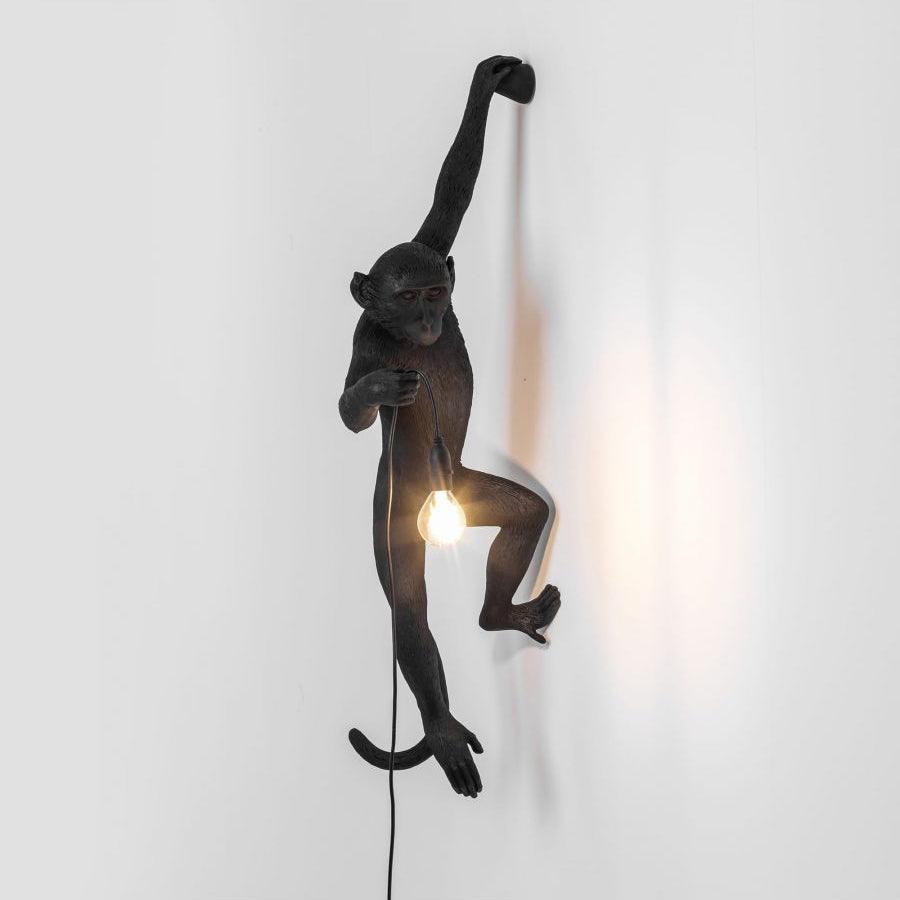 Monkey Wall Lamp | Resin & Metal | Black, Gold, White