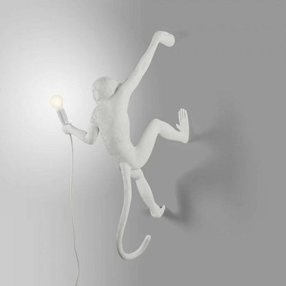 Monkey Wall Lamp | Resin & Metal | Black, Gold, White