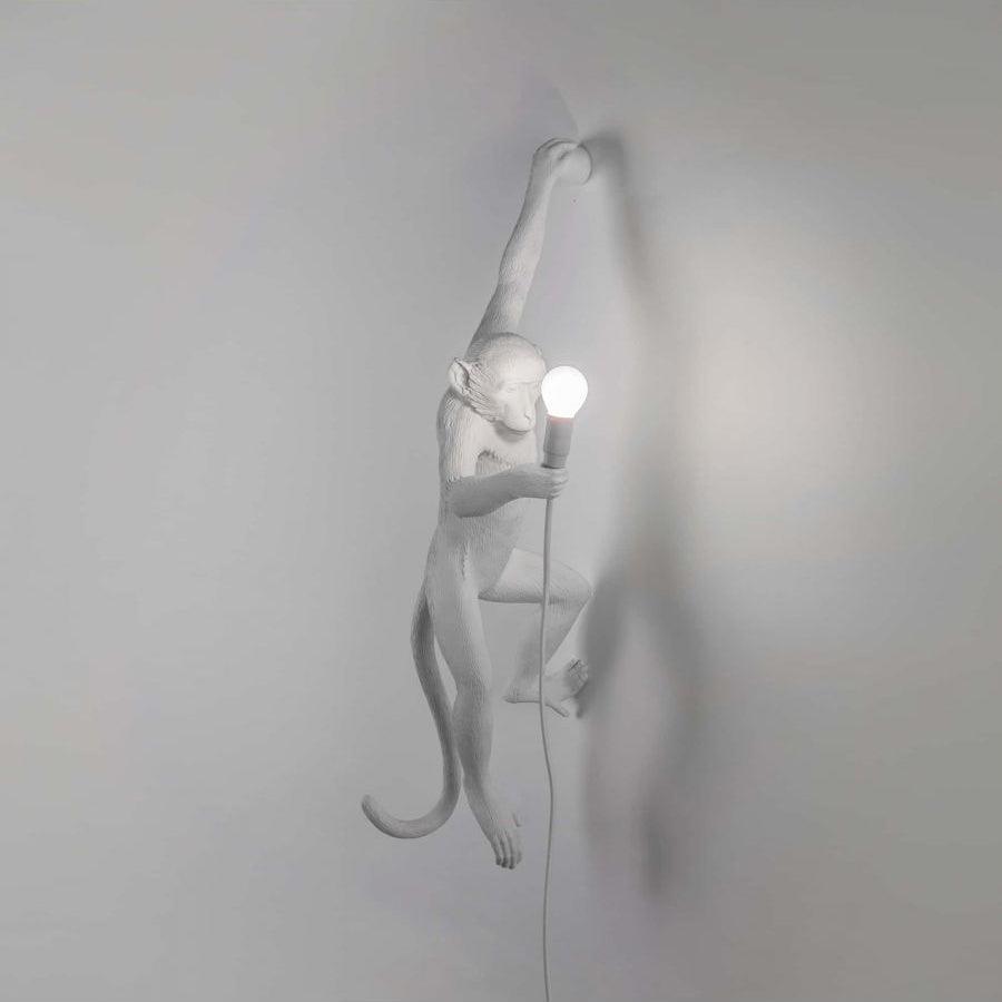 Monkey Wall Lamp | Resin & Metal | Black, Gold, White