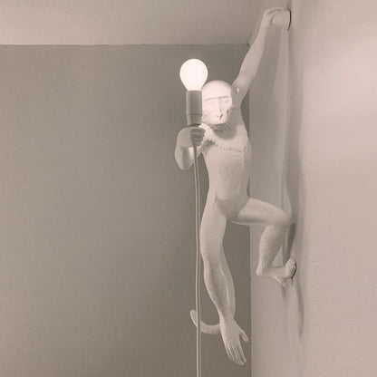 Monkey Wall Lamp | Resin & Metal | Black, Gold, White