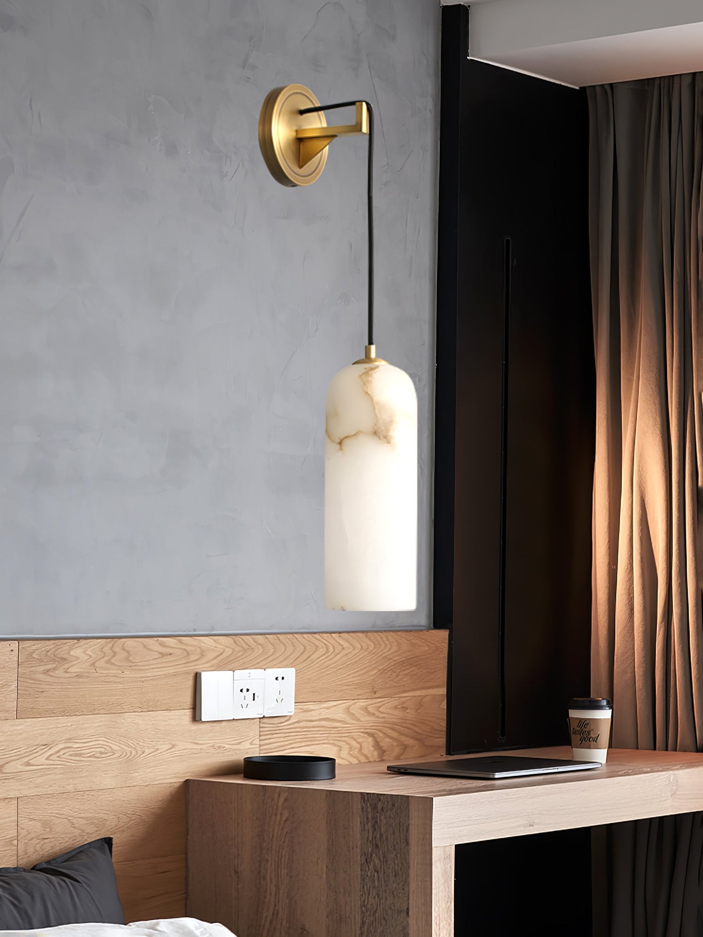 Monty Wall Lamp | Brass & Alabaster | White Shade
