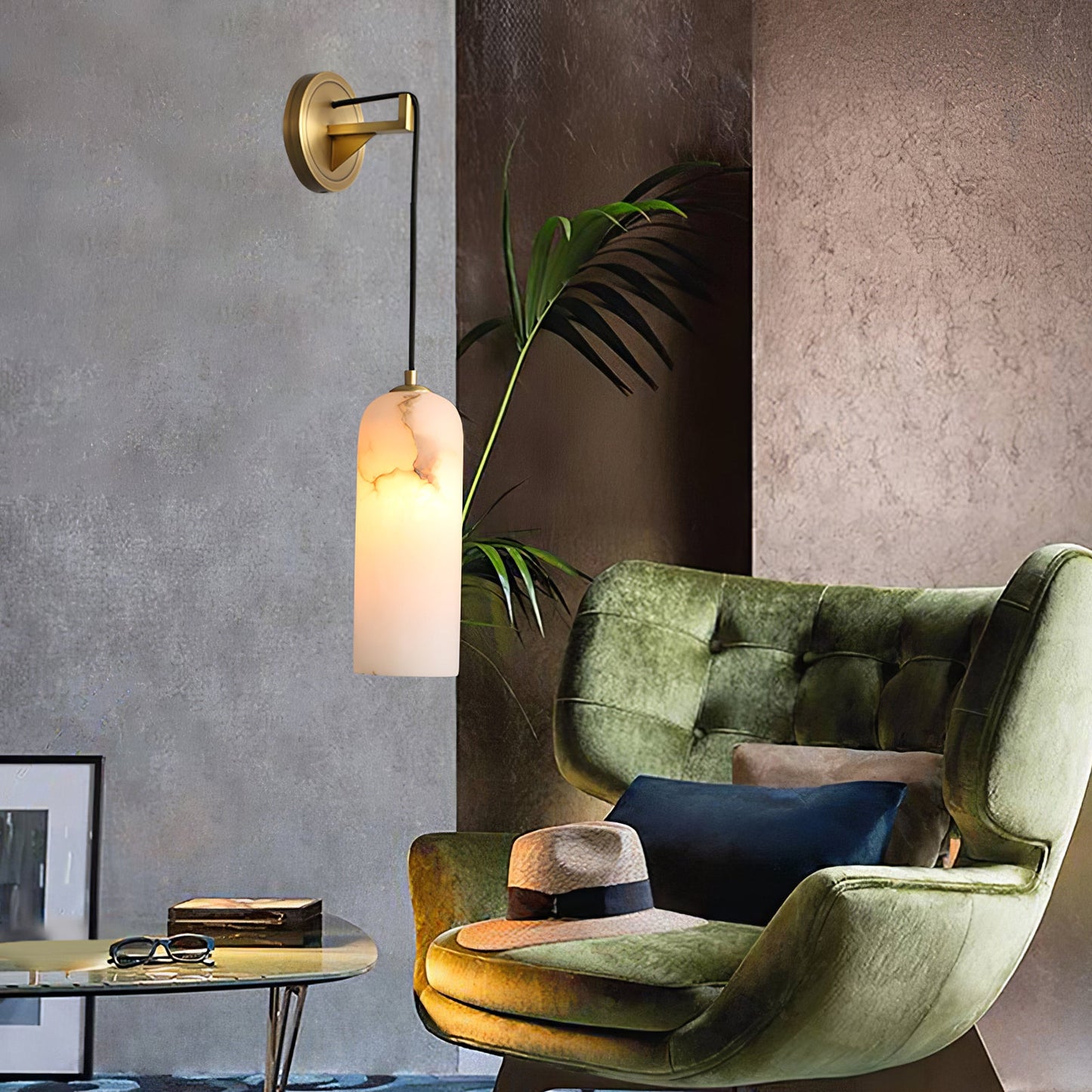 Monty Wall Lamp | Brass & Alabaster | White Shade