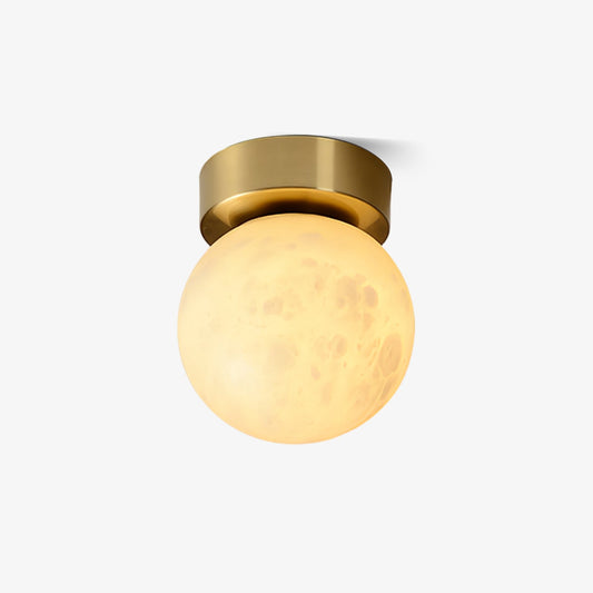 Moon Alabaster Ceiling Light | Brass & Alabaster | White Shade
