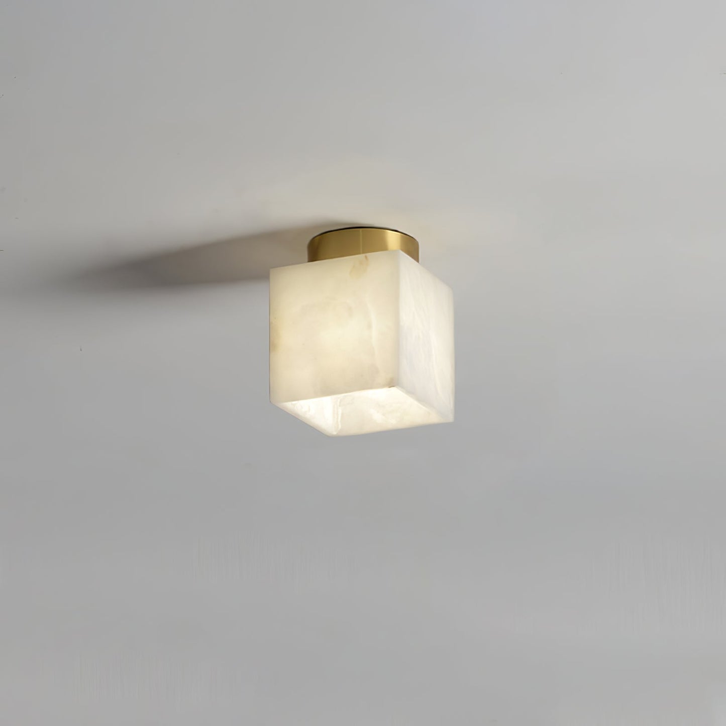Moon Alabaster Ceiling Light | Brass & Alabaster | White Shade