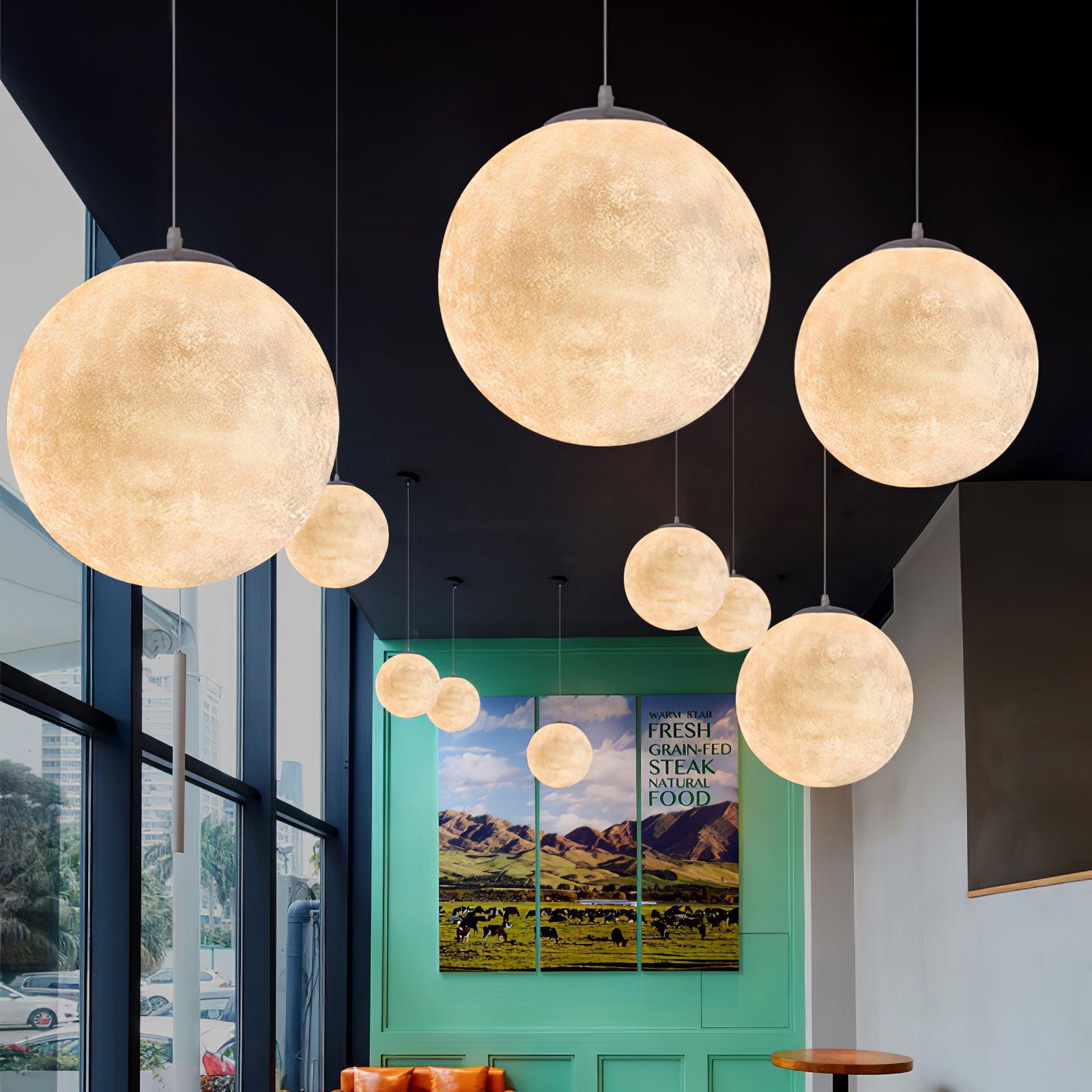 Moon Pendant Lamp | White Resin | Multiple Sizes