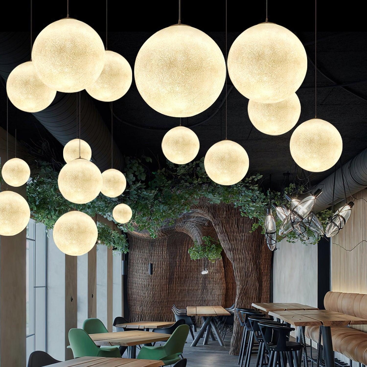 Moon Pendant Lamp | White Resin | Multiple Sizes