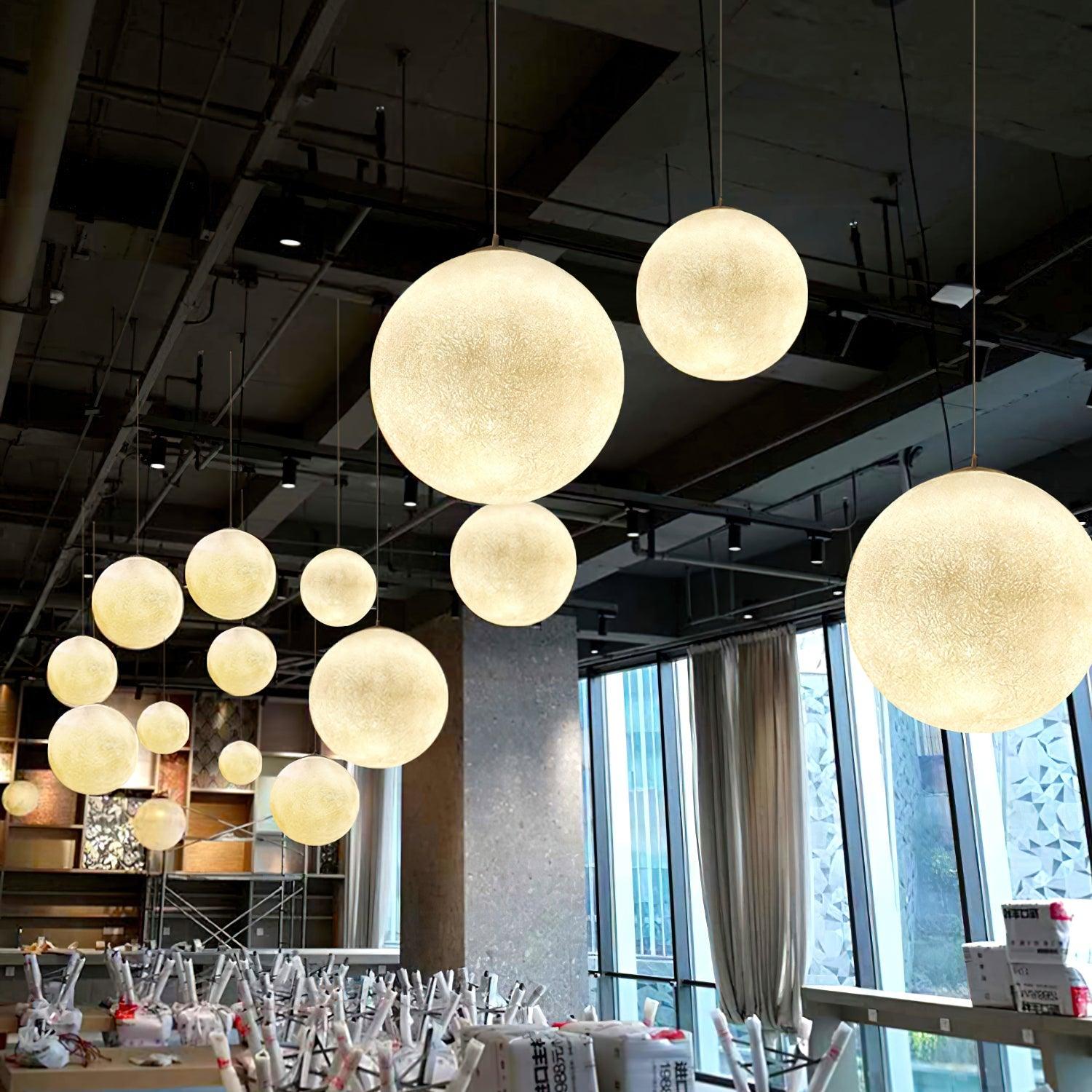 Moon Pendant Lamp | White Resin | Multiple Sizes