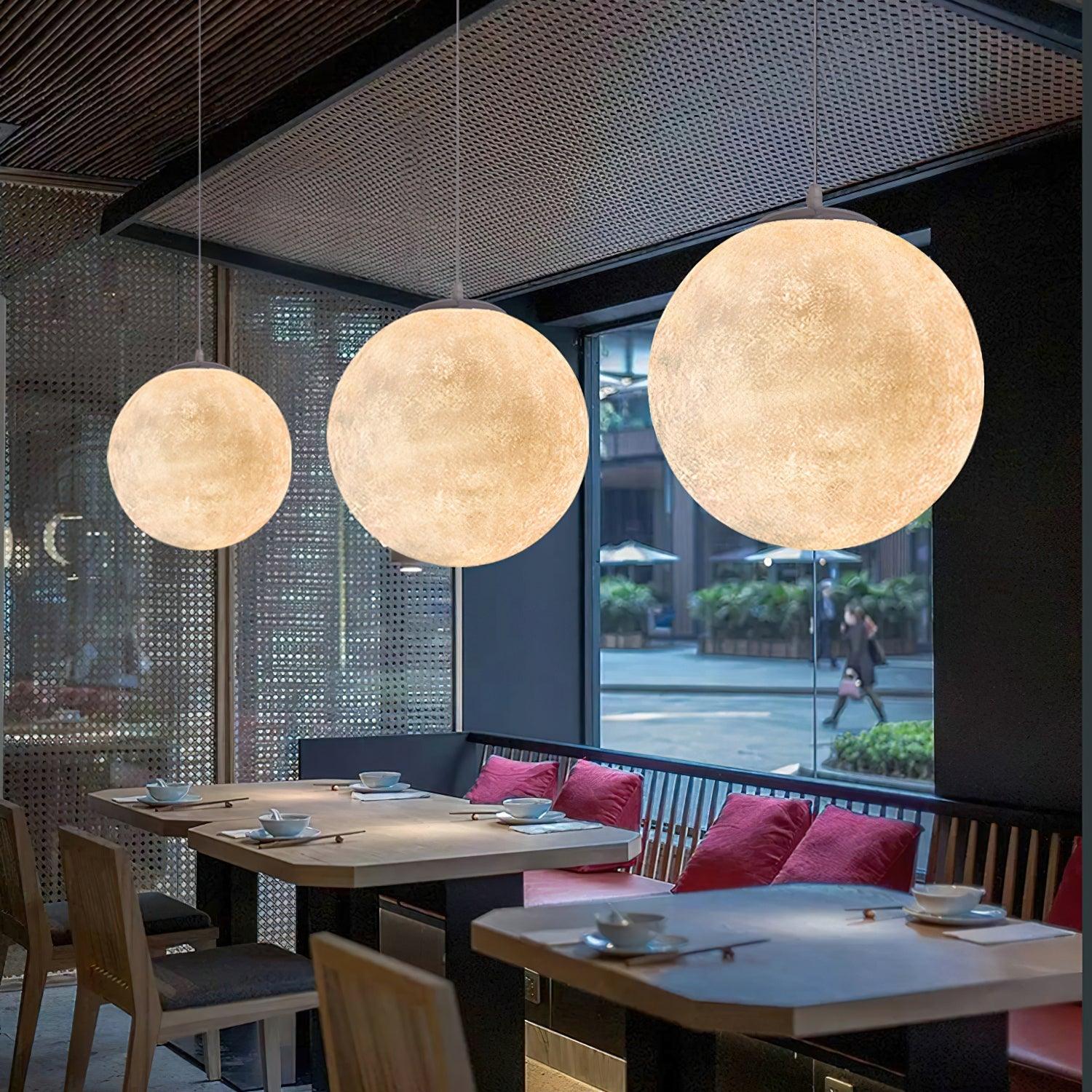 Moon Pendant Lamp | White Resin | Multiple Sizes