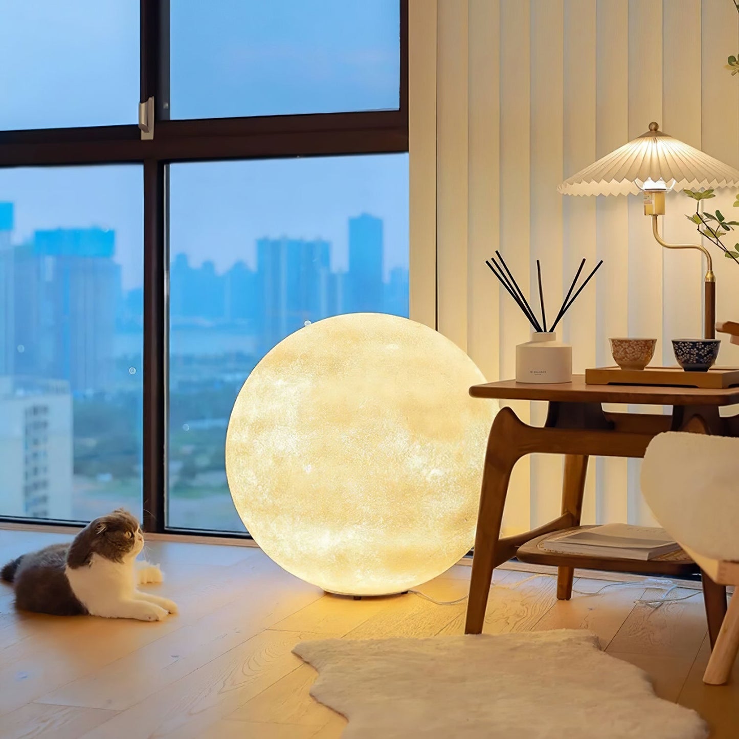 Moon Table Lamp | White FRP Fiber | Multiple Sizes Available