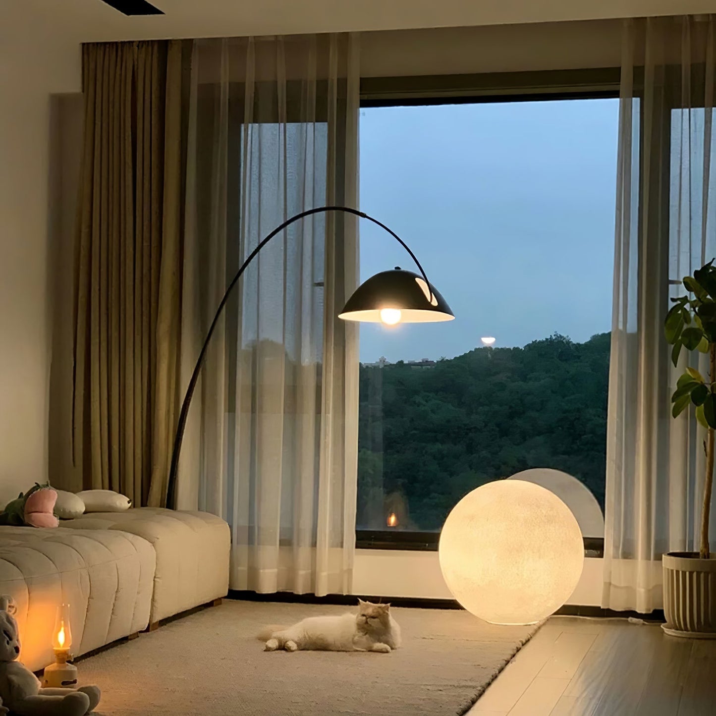 Moon Table Lamp | White FRP Fiber | Multiple Sizes Available
