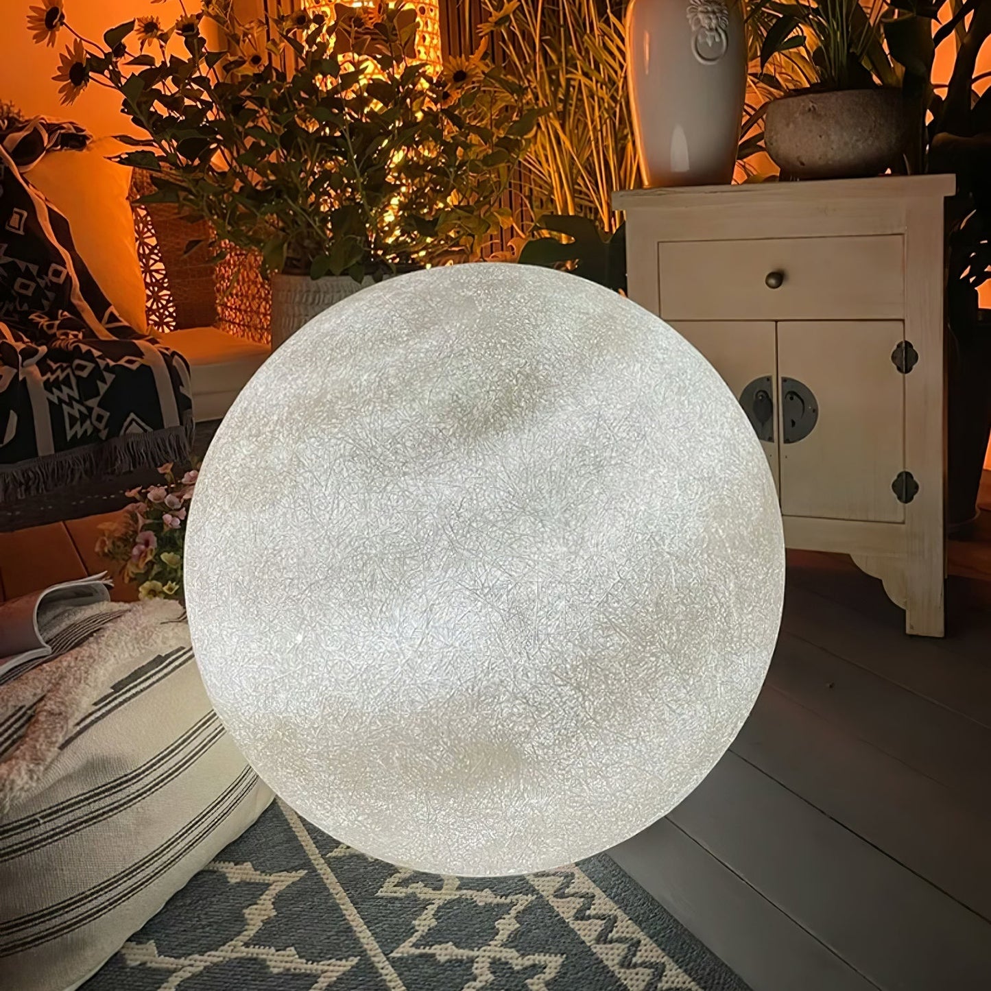 Moon Table Lamp | White FRP Fiber | Multiple Sizes Available