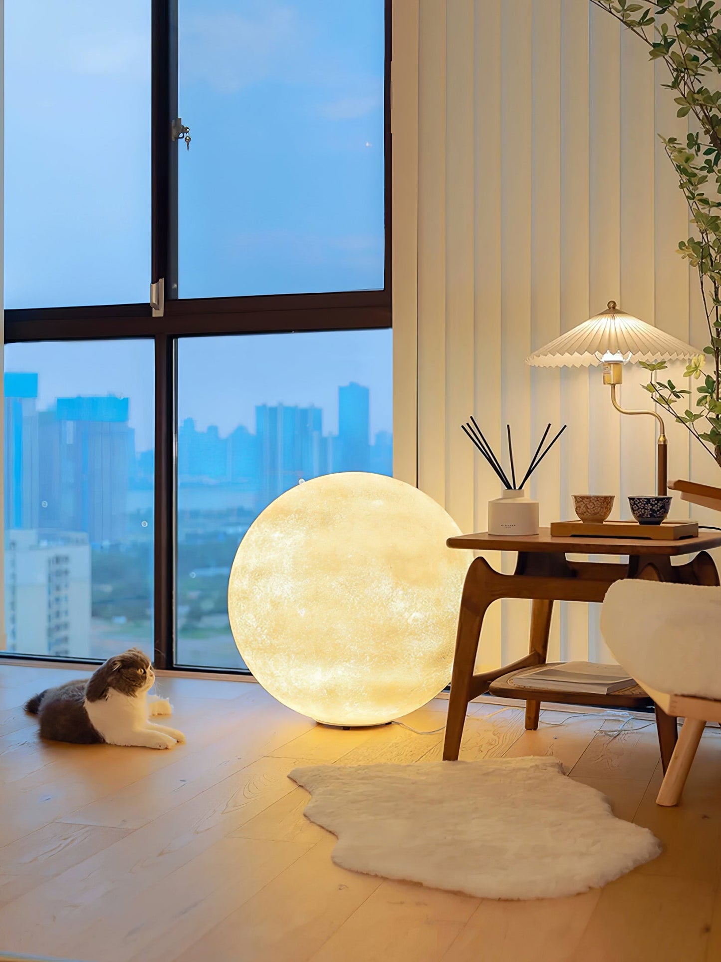 Moon Table Lamp | White FRP Fiber | Multiple Sizes Available