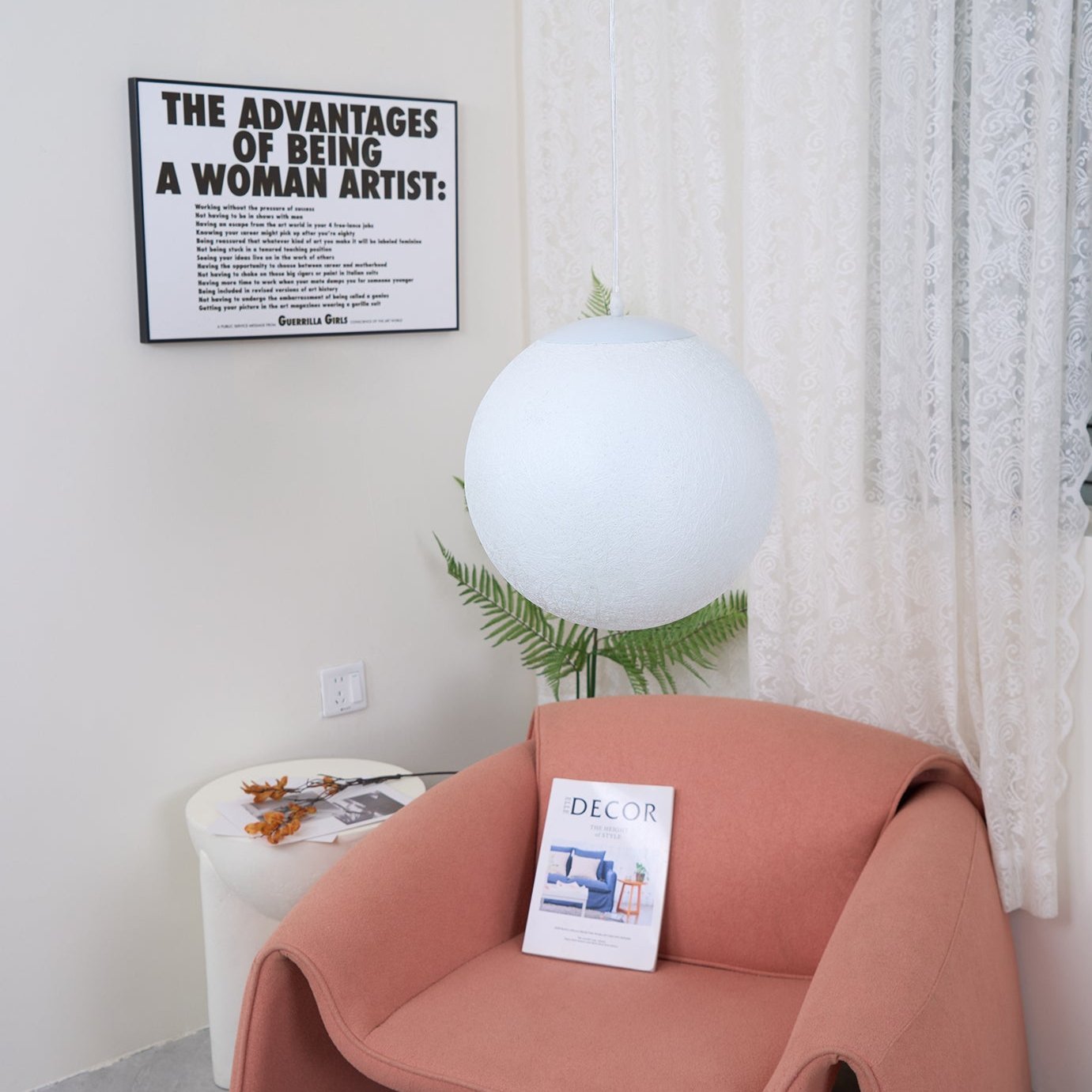 Moon Pendant Lamp | White Resin | Multiple Sizes
