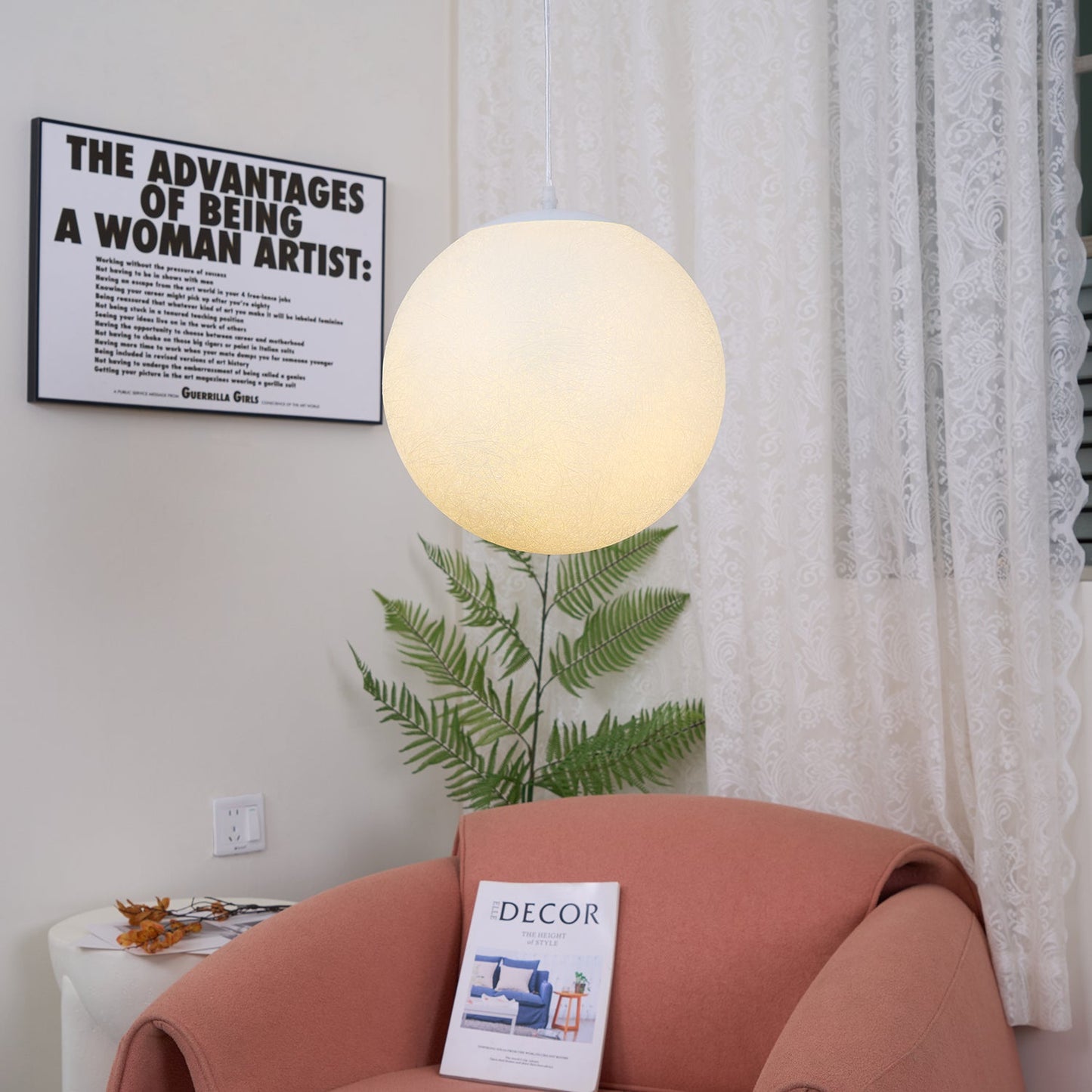 Moon Pendant Lamp | White Resin | Multiple Sizes