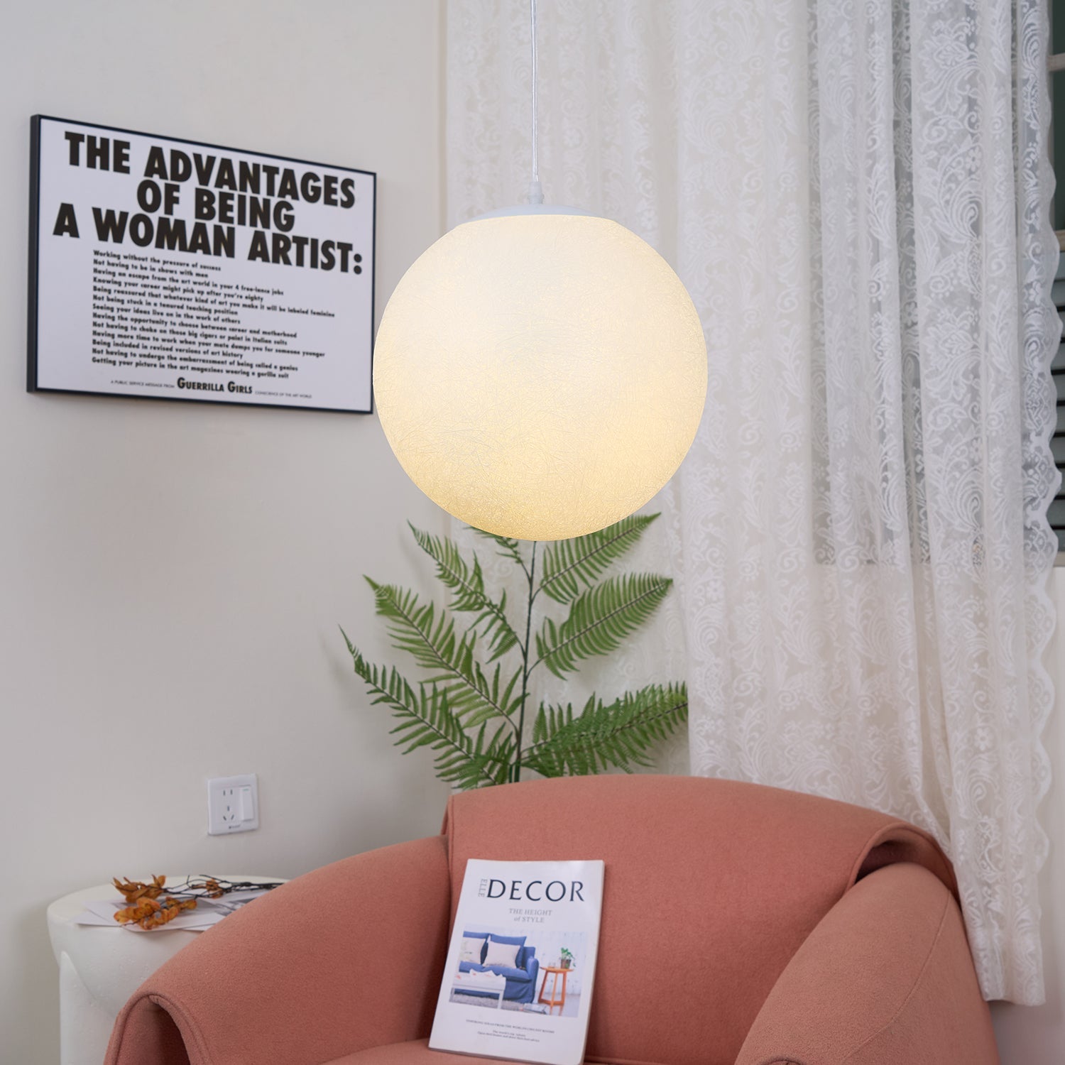 Moon Pendant Lamp | White Resin | Multiple Sizes