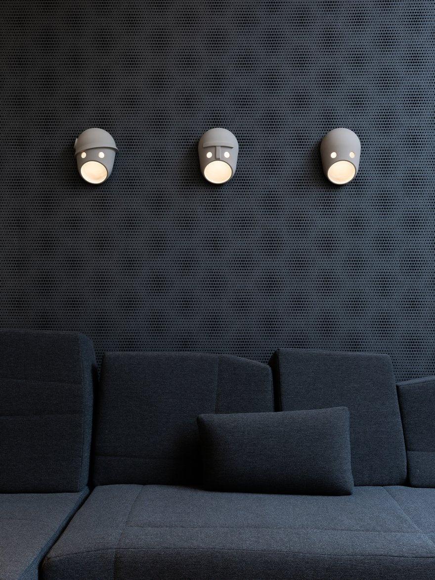 Mask Wall Light | Resin, Aluminum, Iron | Grey
