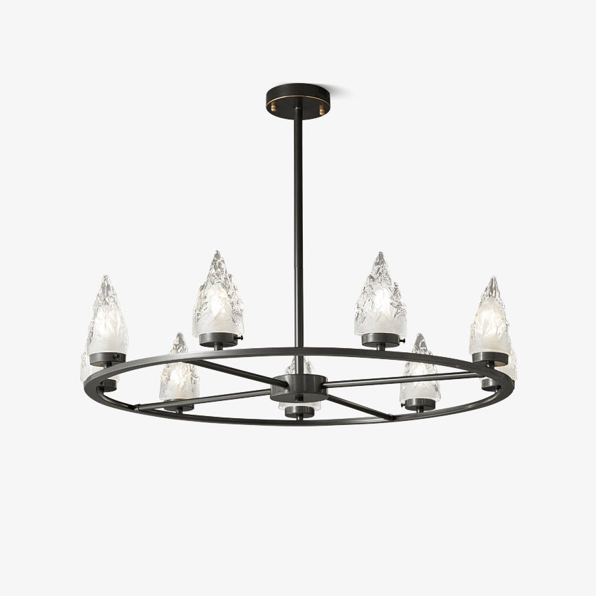 Mountain Peak Chandelier | Black Brass & Clear Glass | 6, 9, or 12 Lights