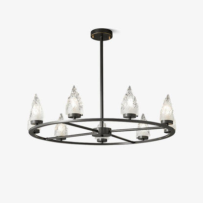 Mountain Peak Chandelier | Black Brass & Clear Glass | 6, 9, or 12 Lights