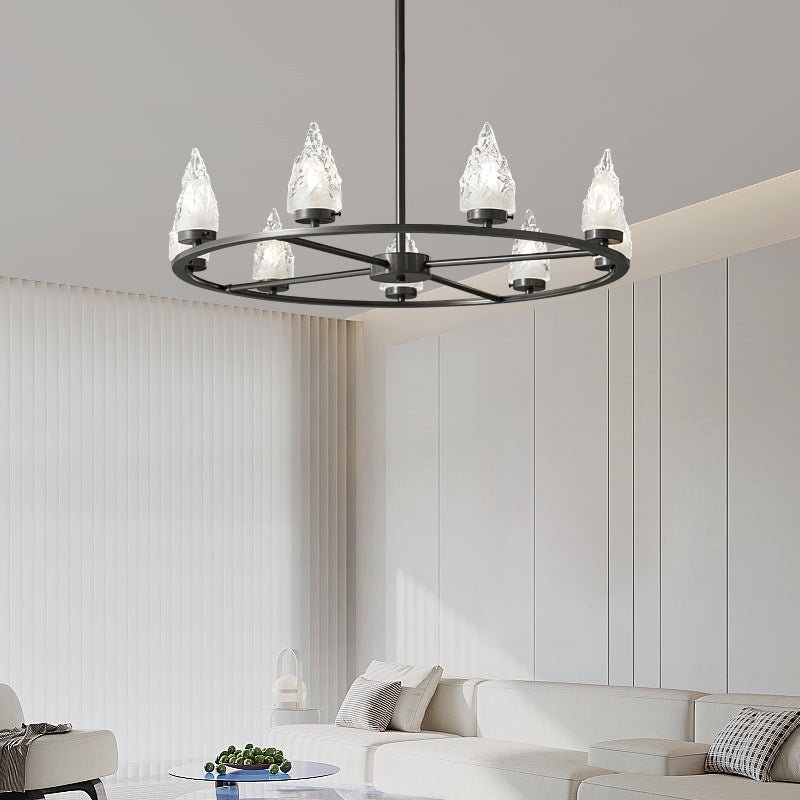 Mountain Peak Chandelier | Black Brass & Clear Glass | 6, 9, or 12 Lights