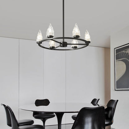 Mountain Peak Chandelier | Black Brass & Clear Glass | 6, 9, or 12 Lights