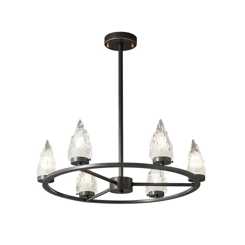 Mountain Peak Chandelier | Black Brass & Clear Glass | 6, 9, or 12 Lights