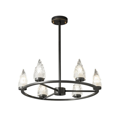Mountain Peak Chandelier | Black Brass & Clear Glass | 6, 9, or 12 Lights