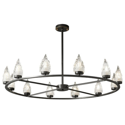 Mountain Peak Chandelier | Black Brass & Clear Glass | 6, 9, or 12 Lights