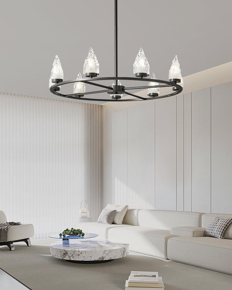 Mountain Peak Chandelier | Black Brass & Clear Glass | 6, 9, or 12 Lights