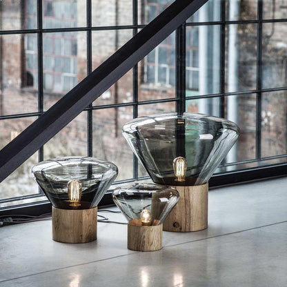 Bois Table Lamp | Wooden & Glass | Clear, Smoke Gray, Amber