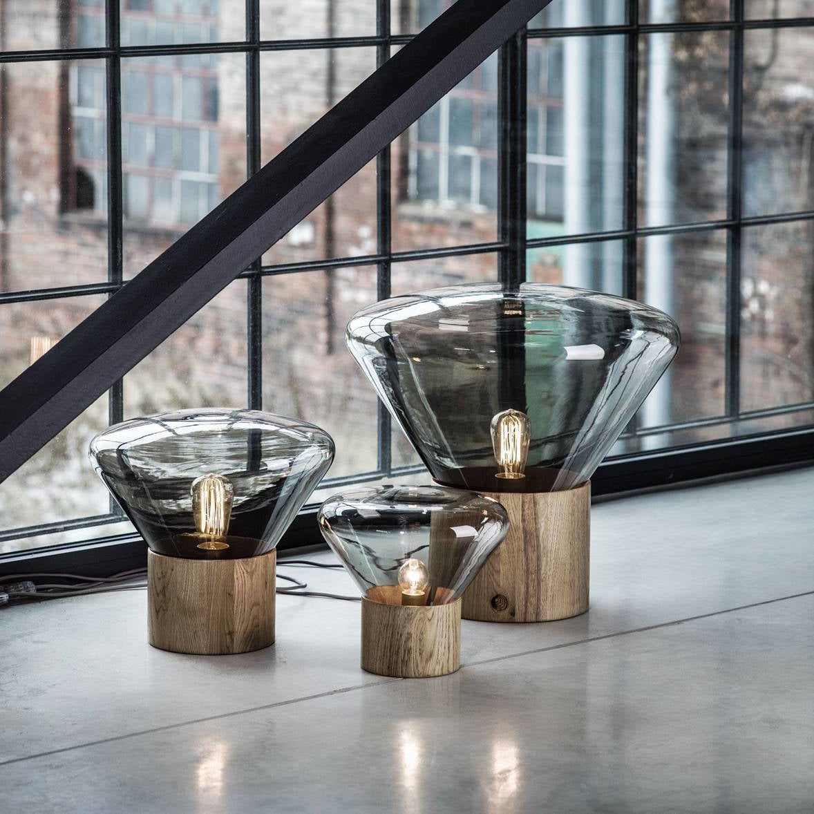 Bois Table Lamp | Wooden & Glass | Clear, Smoke Gray, Amber