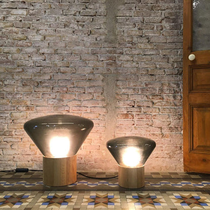 Bois Table Lamp | Wooden & Glass | Clear, Smoke Gray, Amber