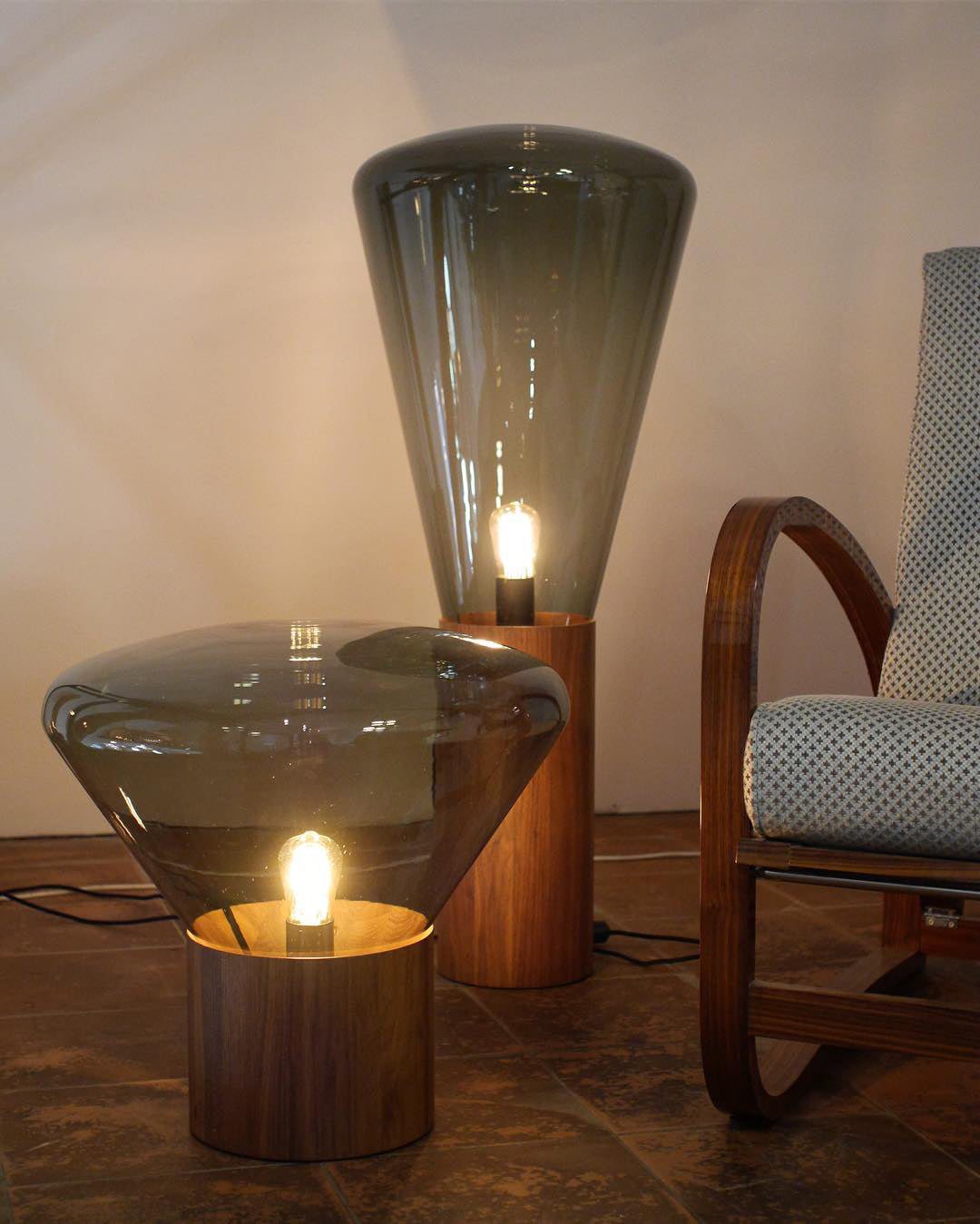 Bois Table Lamp | Wooden & Glass | Clear, Smoke Gray, Amber