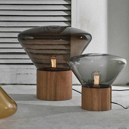 Bois Table Lamp | Wooden & Glass | Clear, Smoke Gray, Amber