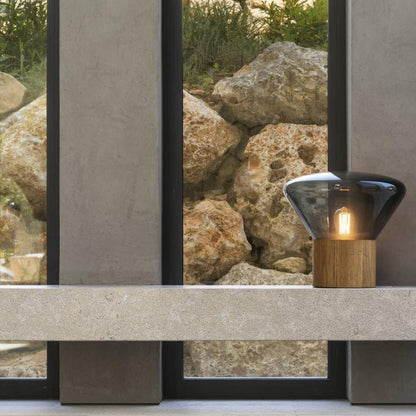 Bois Table Lamp | Wooden & Glass | Clear, Smoke Gray, Amber