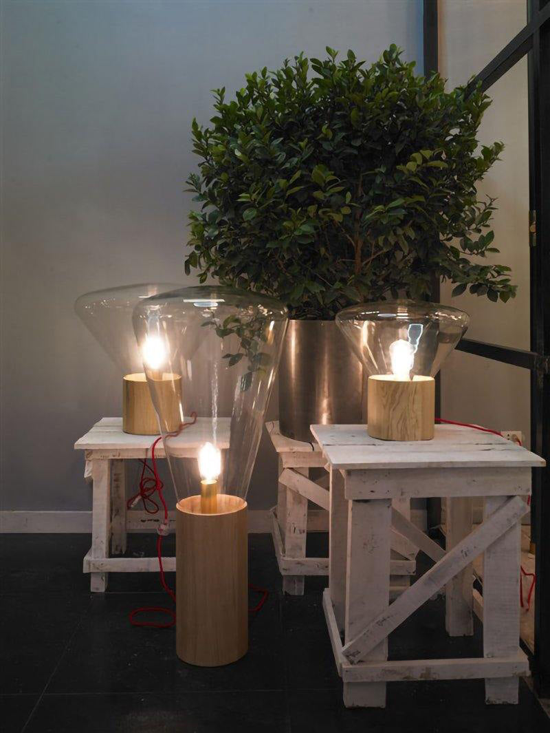 Bois Table Lamp | Wooden & Glass | Clear, Smoke Gray, Amber