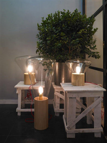 Bois Table Lamp | Wooden & Glass | Clear, Smoke Gray, Amber