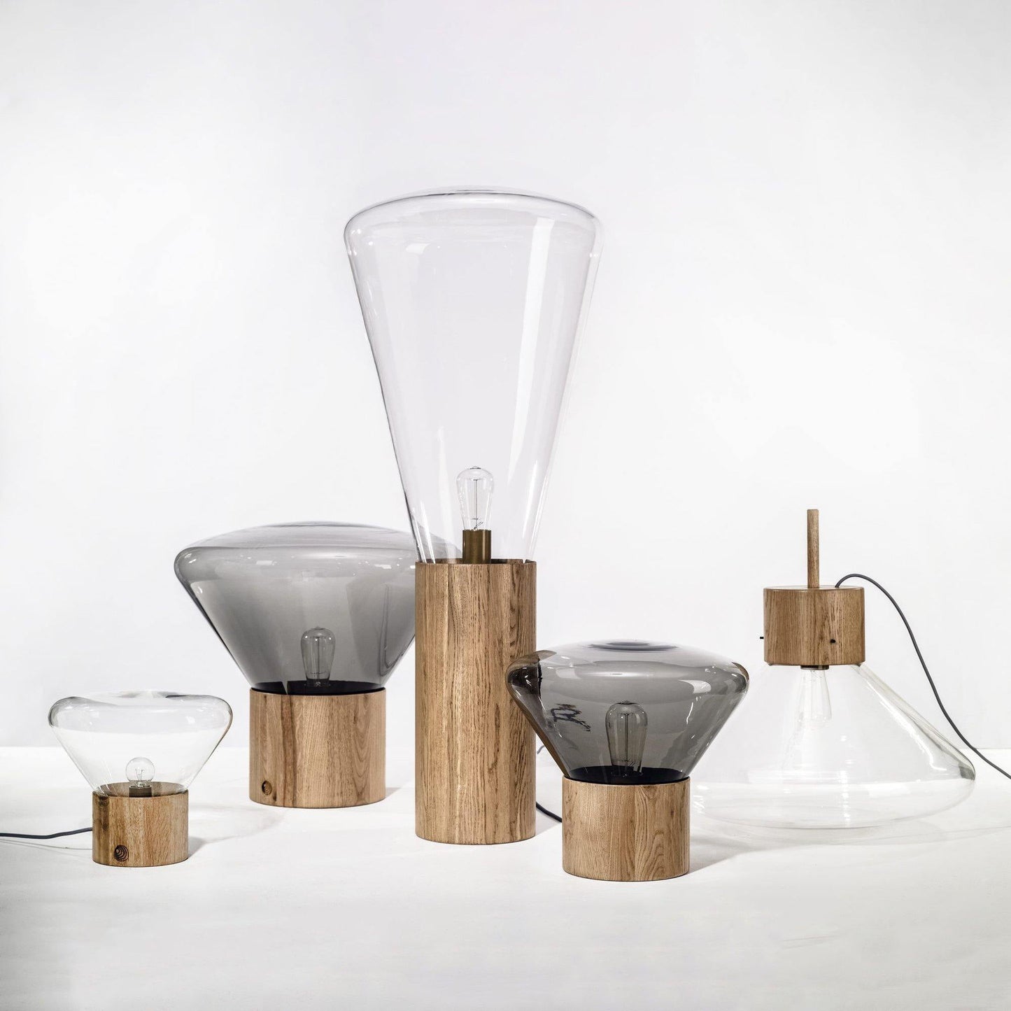 Bois Table Lamp | Wooden & Glass | Clear, Smoke Gray, Amber