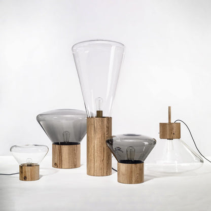 Bois Table Lamp | Wooden & Glass | Clear, Smoke Gray, Amber
