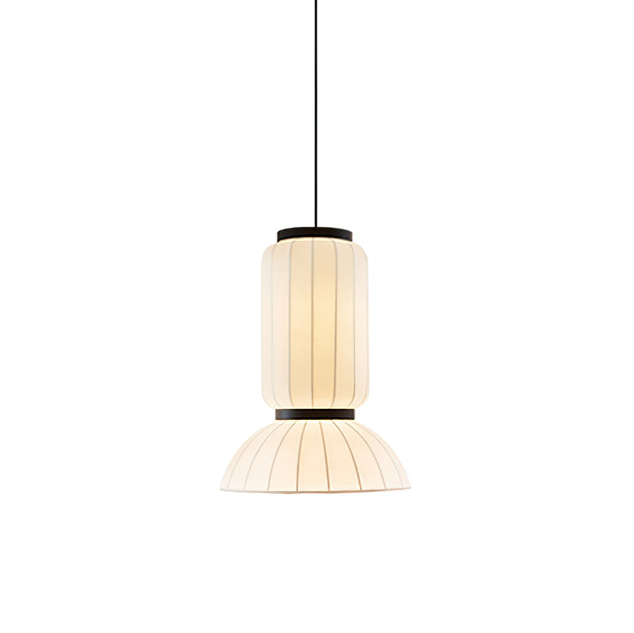 Scandinavian Pendant Light | Mulberry Silk & Black Metal | White Shade