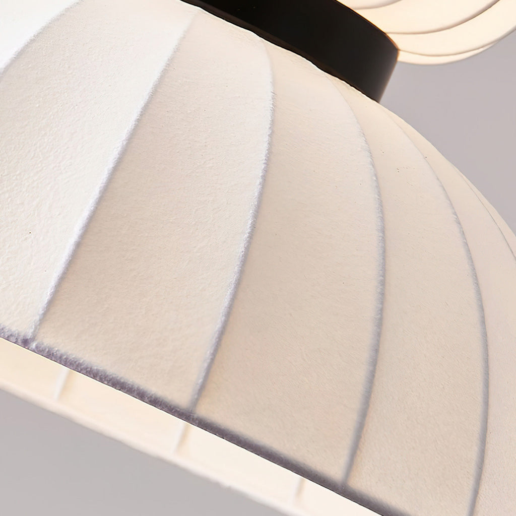 Scandinavian Pendant Light | Mulberry Silk & Black Metal | White Shade