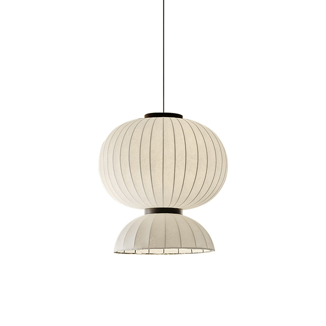 Scandinavian Pendant Light | Mulberry Silk & Black Metal | White Shade
