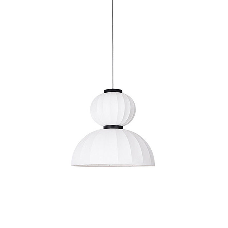 Scandinavian Pendant Light | Mulberry Silk & Black Metal | White Shade
