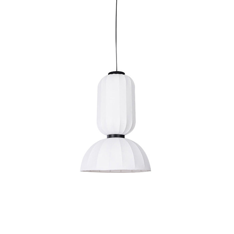 Scandinavian Pendant Light | Mulberry Silk & Black Metal | White Shade