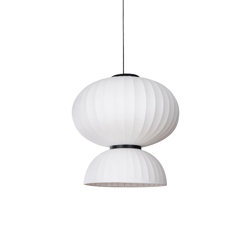 Scandinavian Pendant Light | Mulberry Silk & Black Metal | White Shade