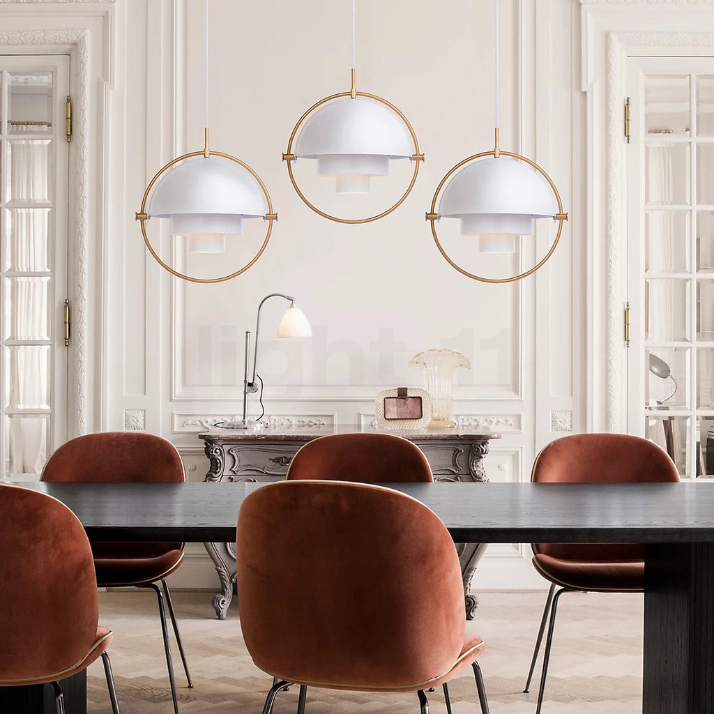 Multi-Lite Pendant Light | Adjustable Metal Shade | Black, Copper, Chrome Options
