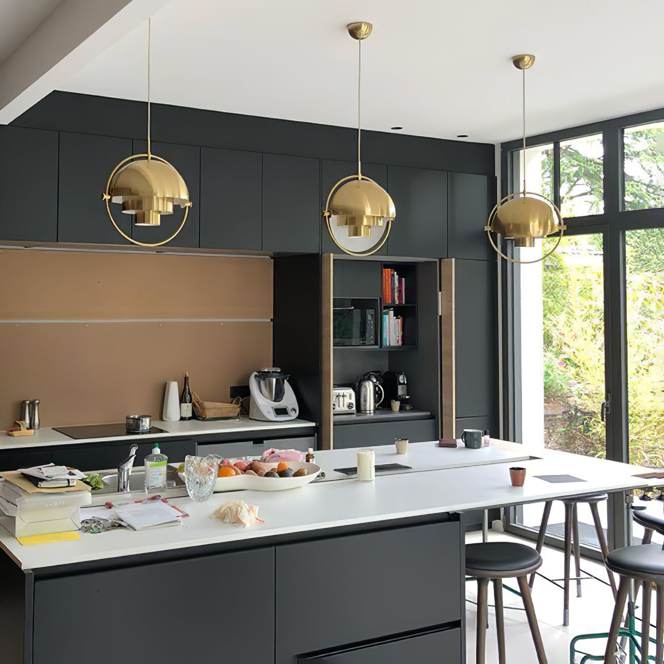 Multi-Lite Pendant Light | Adjustable Metal Shade | Black, Copper, Chrome Options