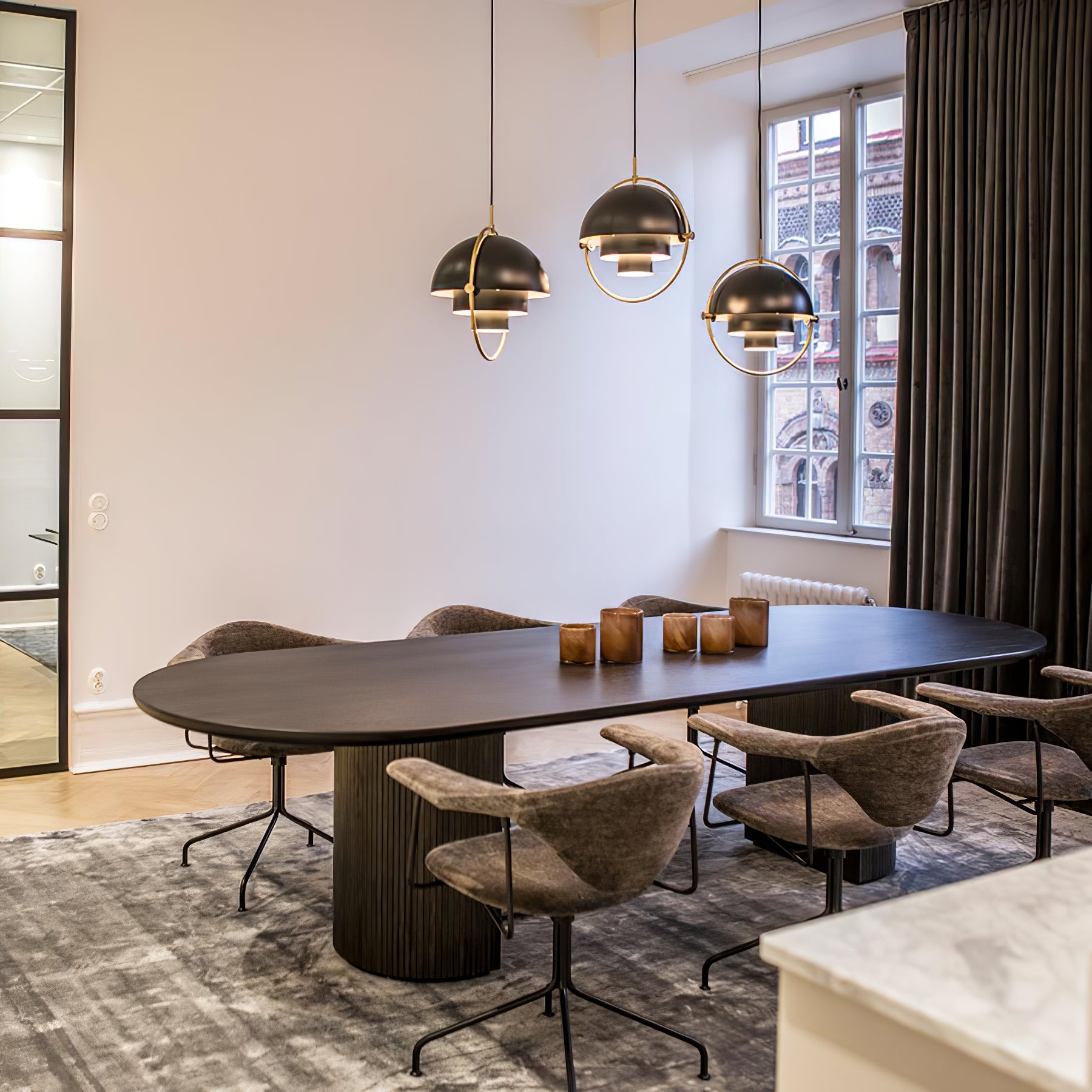 Multi-Lite Pendant Light | Adjustable Metal Shade | Black, Copper, Chrome Options