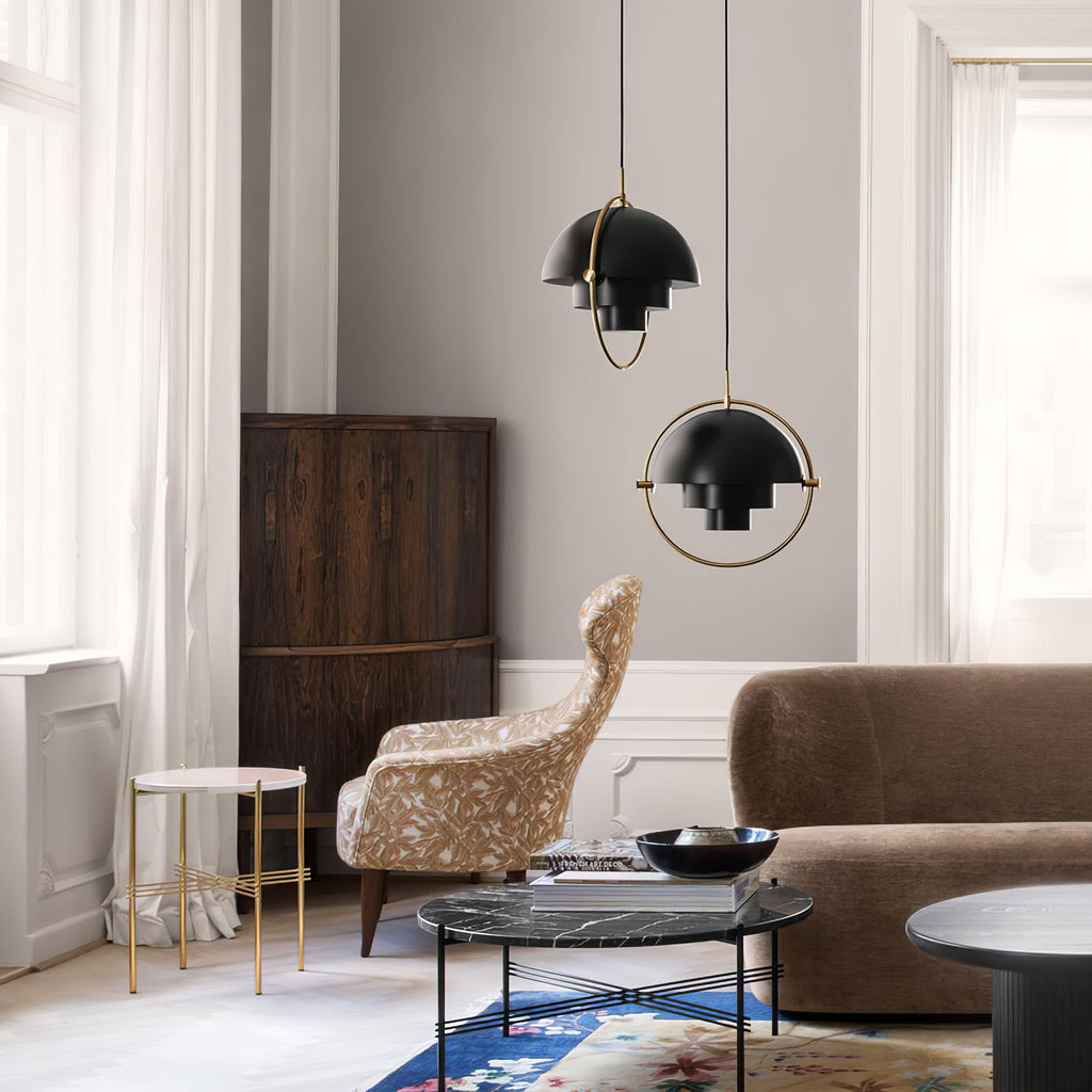 Multi-Lite Pendant Light | Adjustable Metal Shade | Black, Copper, Chrome Options