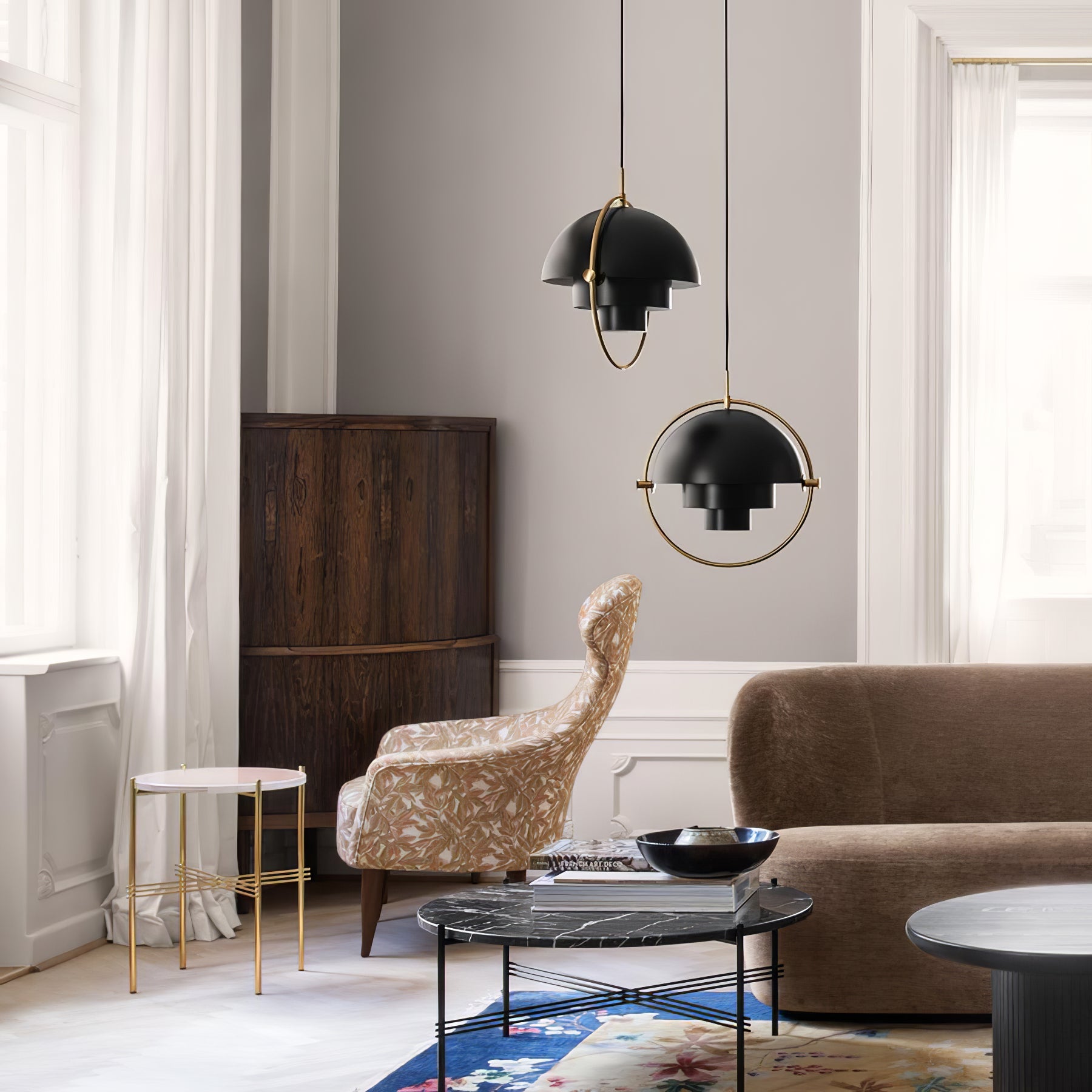 Multi-Lite Pendant Light | Adjustable Metal Shade | Black, Copper, Chrome Options